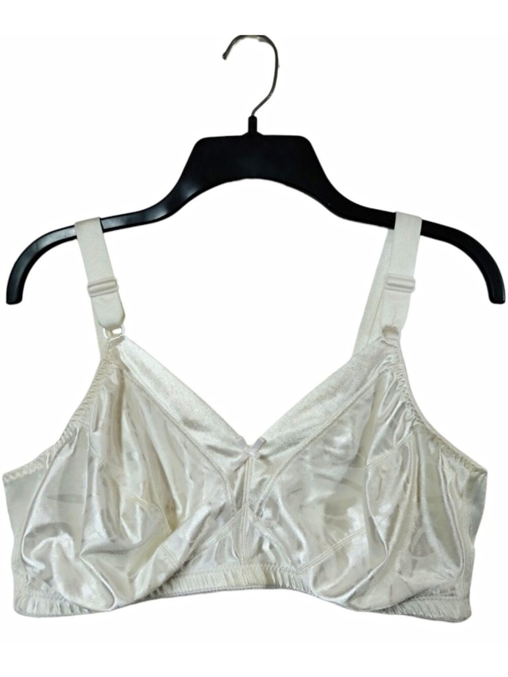 Just My Size 40D Ivory Satin Wireless Bra Full Coverage Adjustable Straps 1960